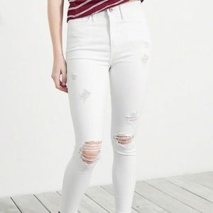 Hollister white ripped jeans